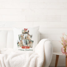 Elegant Watercolor Red Bow Family Christmas Tree