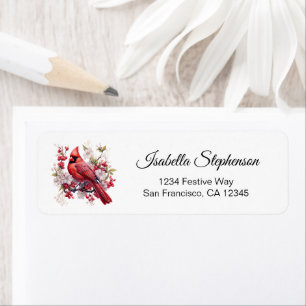 Elegant Watercolor Red Cardinal Return Address Label