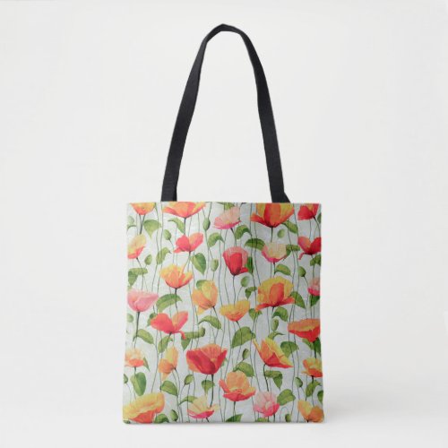 Elegant Watercolor Red Pink and Yellow Flowers  Tote Bag