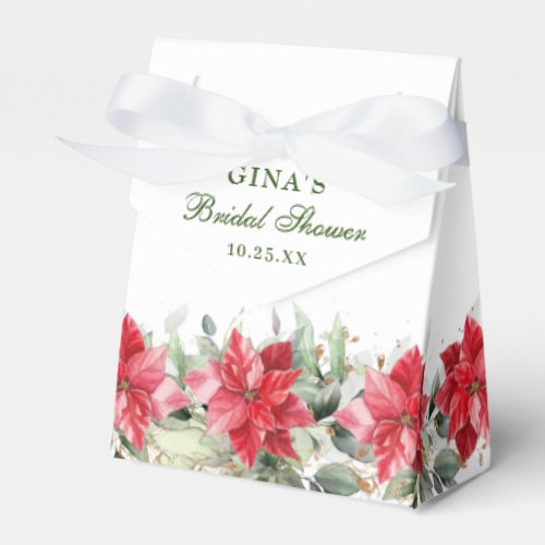 Elegant Watercolor Red Poinsettia Bridal Shower Fa Favor Boxes