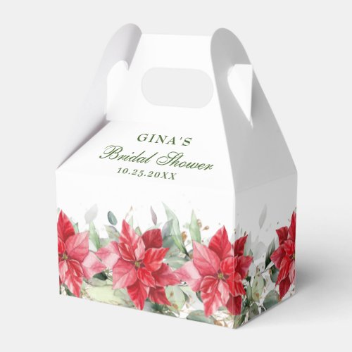 Elegant Watercolor Red Poinsettia Bridal Shower Fa Favor Boxes