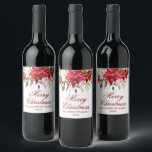 Elegant Watercolor Red Poinsettia Christmas<br><div class="desc">Elegant Watercolor Red Poinsettia Merry Christmas Wine Label</div>