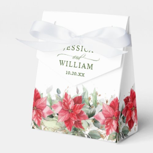 Elegant Watercolor Red Poinsettia Wedding Favor Bo Favor Boxes