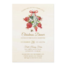 Elegant Watercolor Red Pomegranate Christmas Party