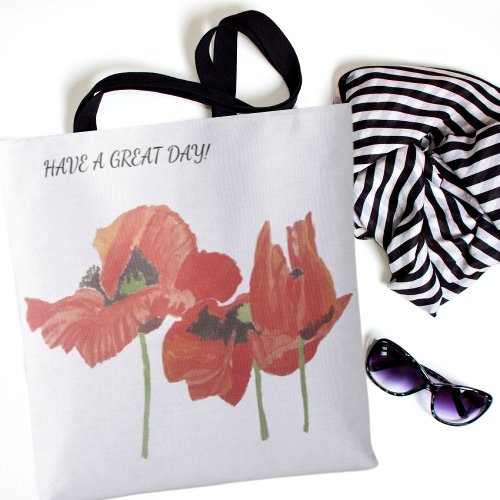 Elegant Watercolor Red Poppies Two Sides Options Tote Bag