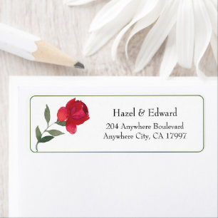 Elegant Watercolor Red rose Wedding Address Label