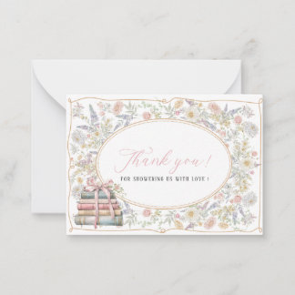 Elegant Watercolor retro flowers bridal shower Note Card