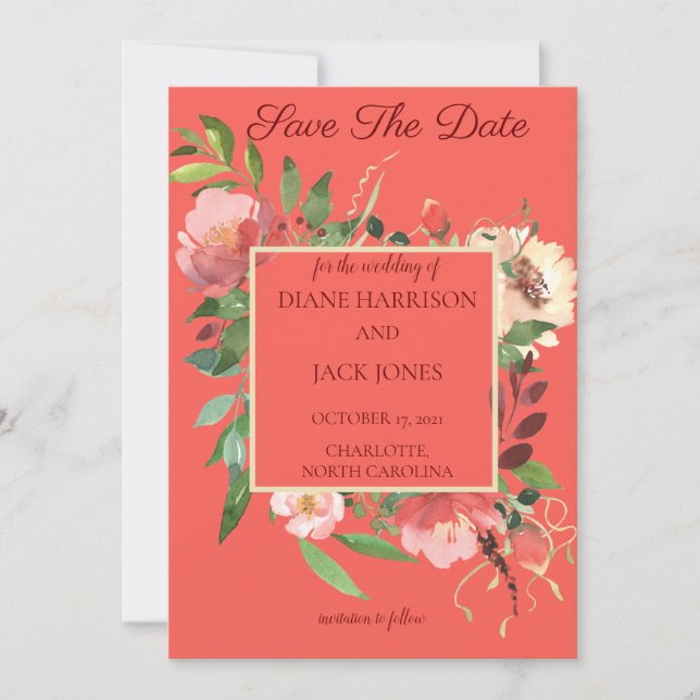 Elegant Watercolor Rose Bouquet Invitation (Front)