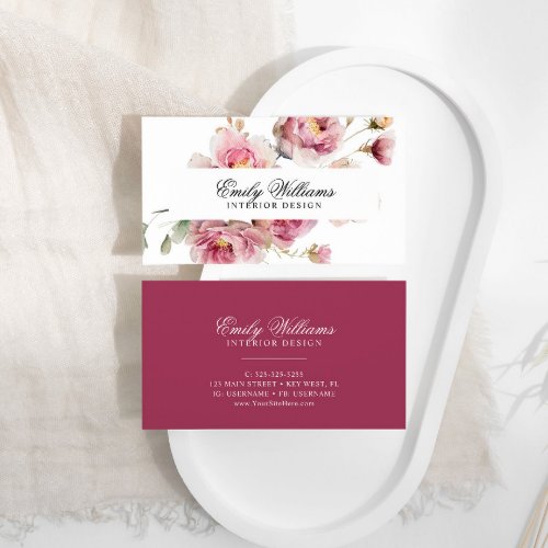 Elegant Watercolor Rose Flowers Business Card