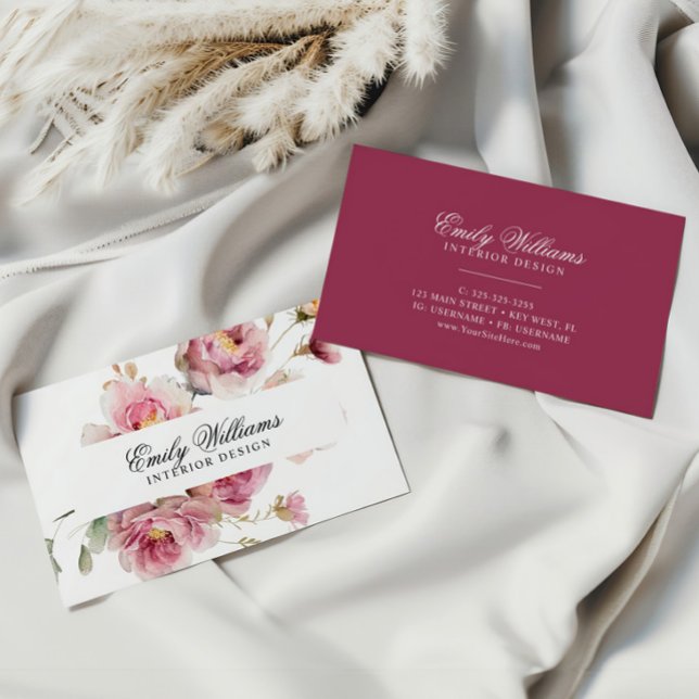 Elegant Watercolor Rose Flowers Business Card (Creator Uploaded)