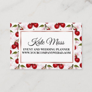 Elegant Watercolor Rose Gold Cherry Blossom Business Card