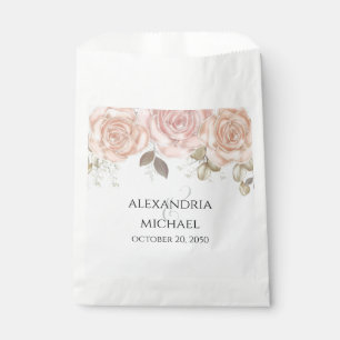 Elegant Watercolor Rose Gold Floral Gold Greenery Favor Bag