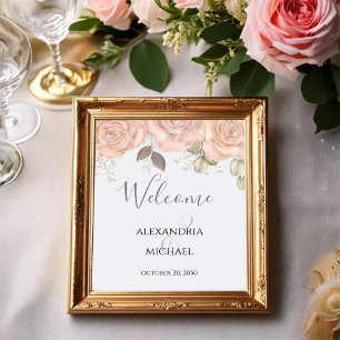 Elegant Watercolor Rose Gold Greenery Foliage Poster