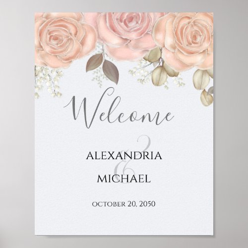 Elegant Watercolor Rose Gold Greenery Foliage Poster