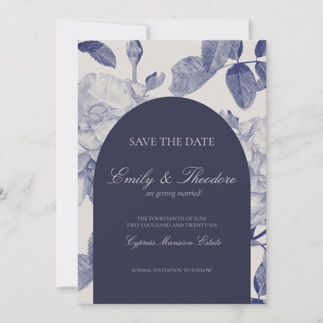 Elegant Watercolor Rose Wedding Save the Date Invitation (Front)
