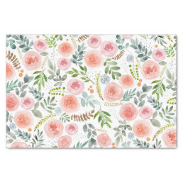 Elegant Watercolor Roses and Branches  Tissue Paper