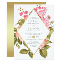 Elegant Watercolor Roses & Blossom Floral Wedding Card