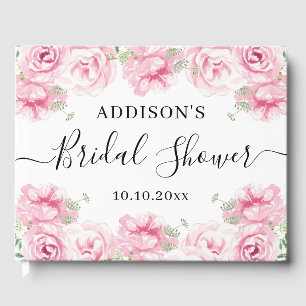 Elegant Watercolor Roses Bridal Shower Guest Book