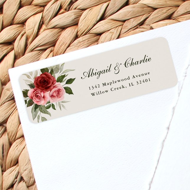 Elegant Watercolor Roses Classic Wedding  Label (Creator Uploaded)