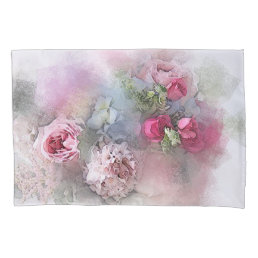 Elegant Watercolor Roses Flowers Floral Template Pillow Case
