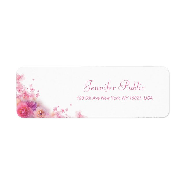 Elegant Watercolor Roses Flowers Modern Simple Label (Front)