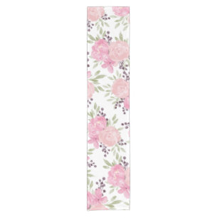 Elegant Watercolor Roses Pattern Short Table Runner