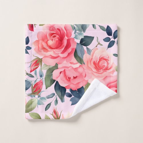 Elegant Watercolor Roses Wash Cloth