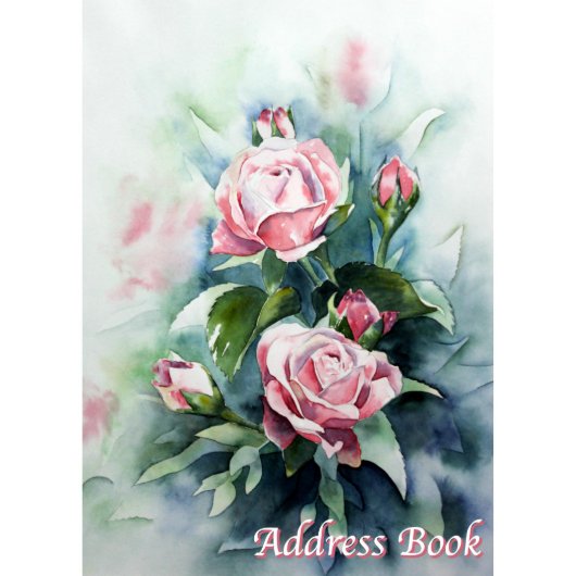 Elegant Watercolor Roses Web Address Book (Front)