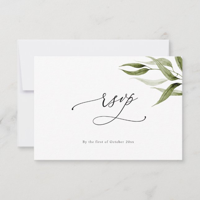 Elegant Watercolor Rustic Eucalyptus RSVP Invitation (Front)