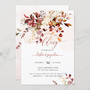 Elegant Watercolor Rustic Fall Eucalyptus Invitation