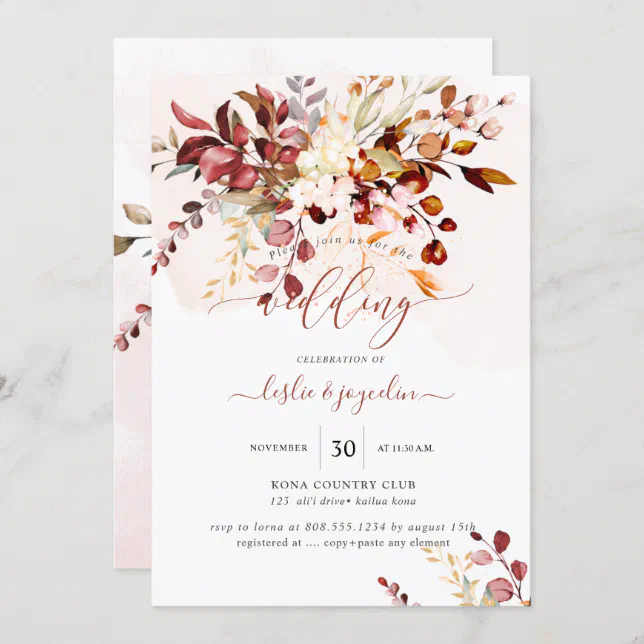 Elegant Watercolor Rustic Fall Eucalyptus Invitation | Zazzle