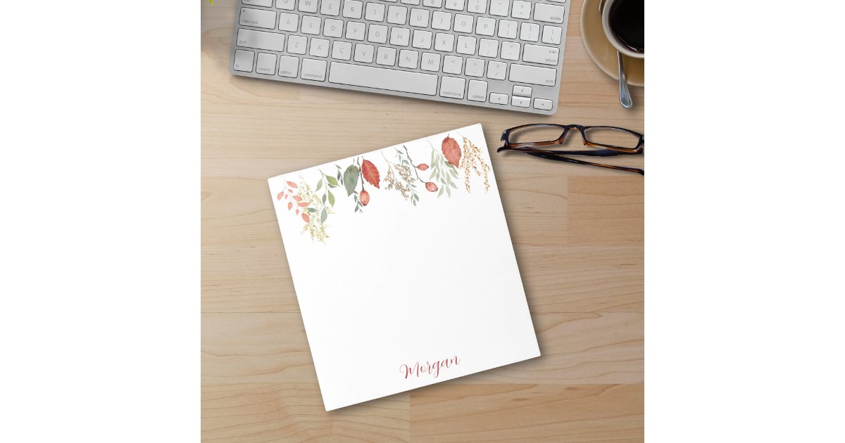 Elegant Watercolor Rustic Floral Notepad | Zazzle