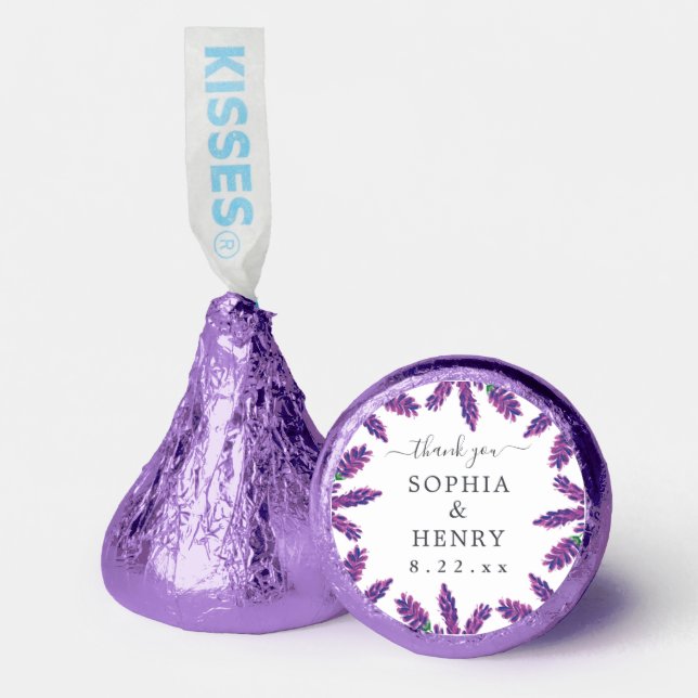 Elegant Watercolor Rustic Purple Lilac Wedding  Hershey®'s Kisses® (Front)