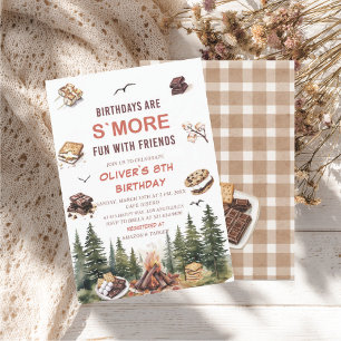 Elegant Watercolor S`more to love fall 8th birthd Invitation