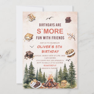 Elegant Watercolor S`more to love fall birthday p Invitation