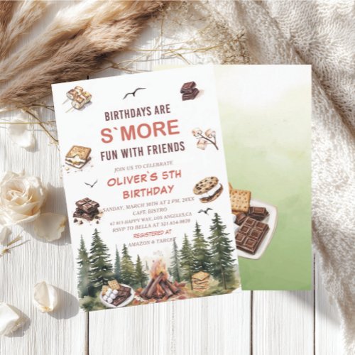 Elegant Watercolor S`more to love fall birthday p Invitation