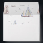 Elegant Watercolor Sailboats Return Address Envelope<br><div class="desc">Elegant watercolor sailboats and seagulls lined envelope with return address on back flap. Customize text,  font style,  color and size.</div>