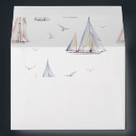 Elegant Watercolor Sailboats Return Address Envelope<br><div class="desc">Elegant watercolor sailboats and seagulls lined envelope with return address on back flap. Customize text,  font style,  color and size.</div>