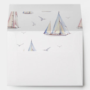 Elegant Watercolor Sailboats Return Address Envelope