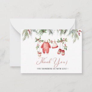 Elegant Watercolor Santa baby christmas Baby showe Note Card