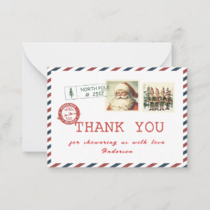Elegant Watercolor Santa baby North pole  Baby sho Note Card