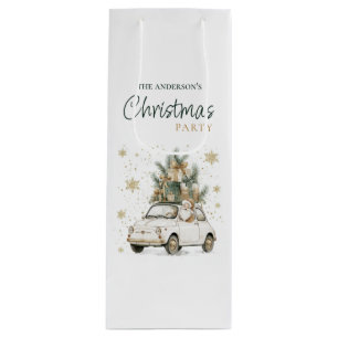 Elegant Watercolor Santa Christmas Party Wine Gift Bag