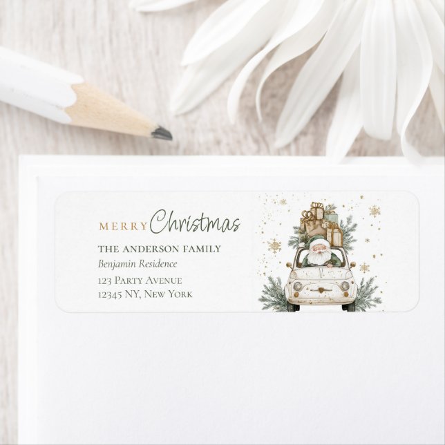 Elegant Watercolor Santa Gifts Christmas  Label (Insitu)