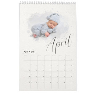 Elegant Watercolor Script Multi Photo Calendar