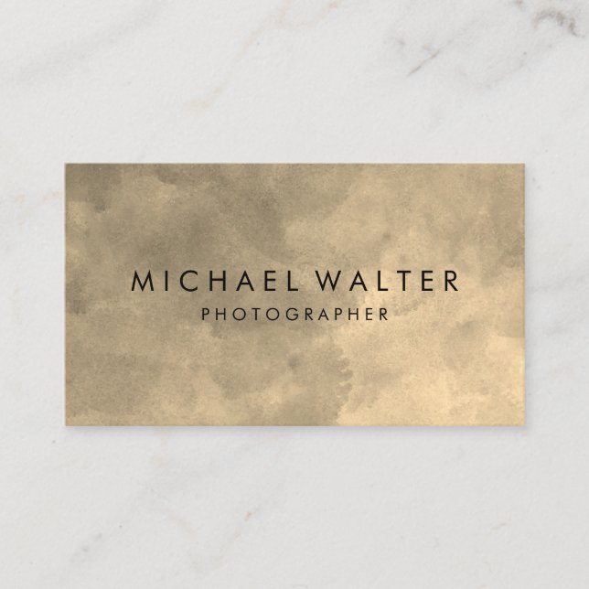 Elegant Watercolor Sepia Gray Business Card (Front)