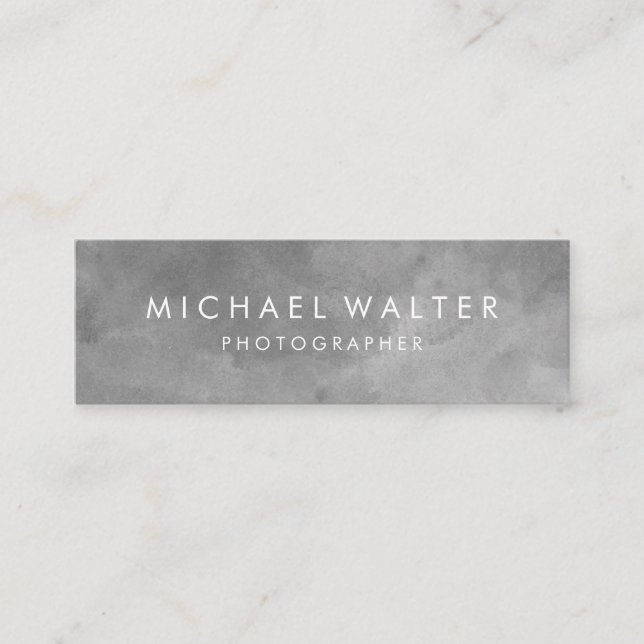 Elegant Watercolor Sepia Gray Mini Business Card (Front)