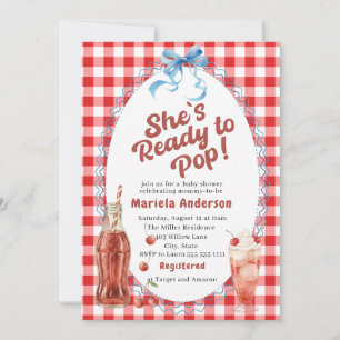 Elegant Watercolor she is ready to pop Baby Showe Invitation
