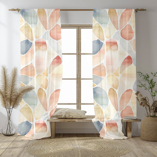 Elegant Watercolor Shuffle Pattern Colorful Sheer Curtains