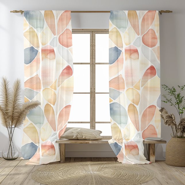 Elegant Watercolor Shuffle Pattern | Colorful Sheer Curtains (Creator Uploaded)