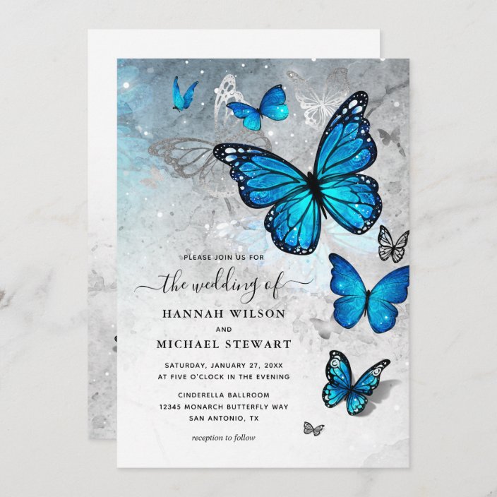 stationery wedding Digital Watercolor Butterflies hand painted